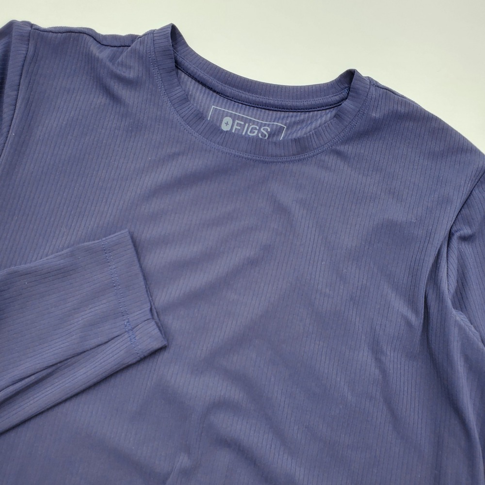 FIGS Casma Ribbed Underscrub Top Navy Blue Long Sleeve Crew Neck Medium 1000829